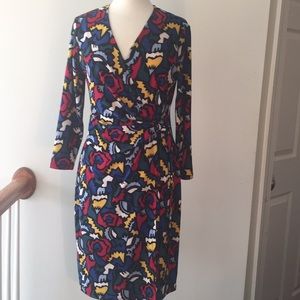 Anne Klein Medium Dress Faux Wrap Pop Art